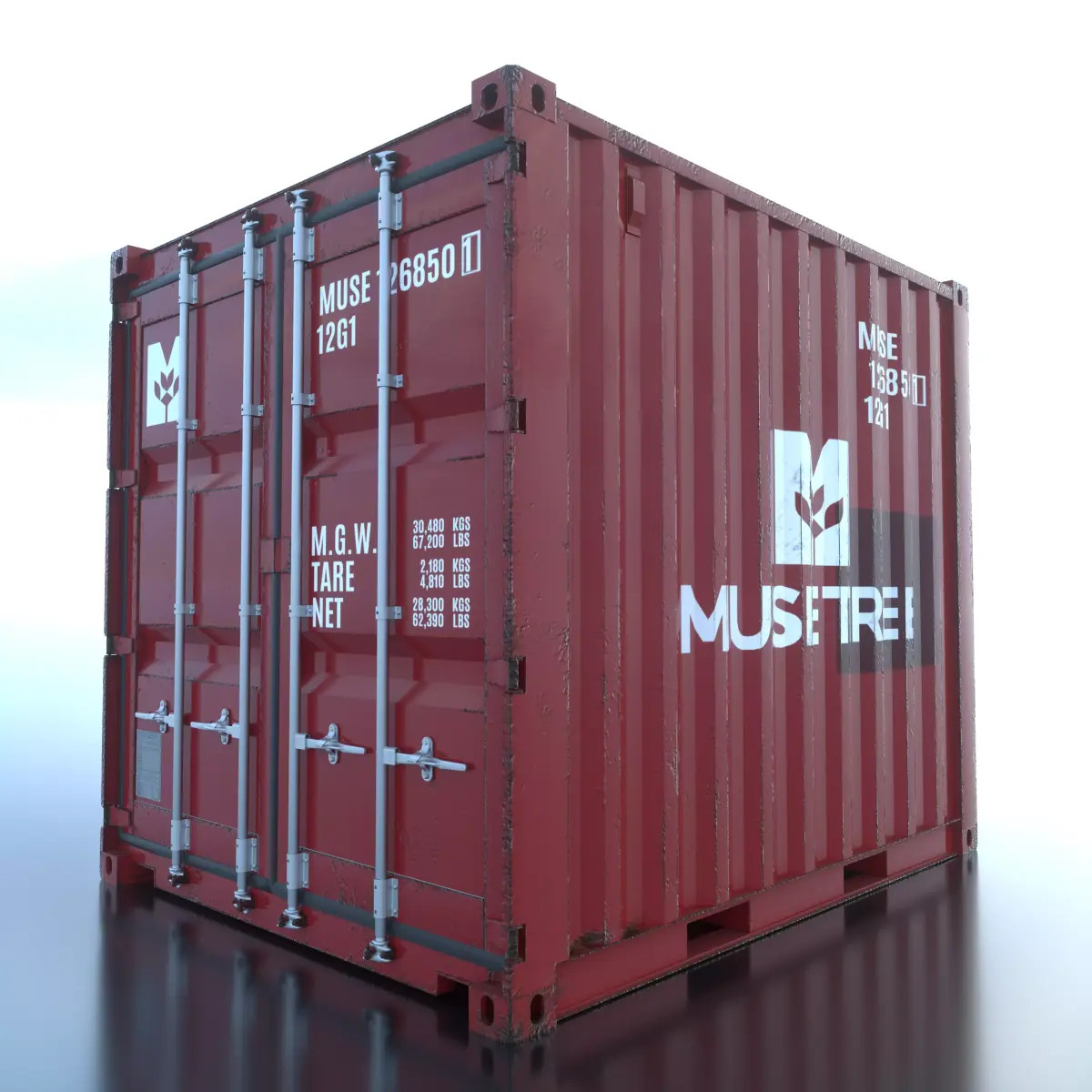 Shipping Container 10ft Rigged Low-poly 3D model