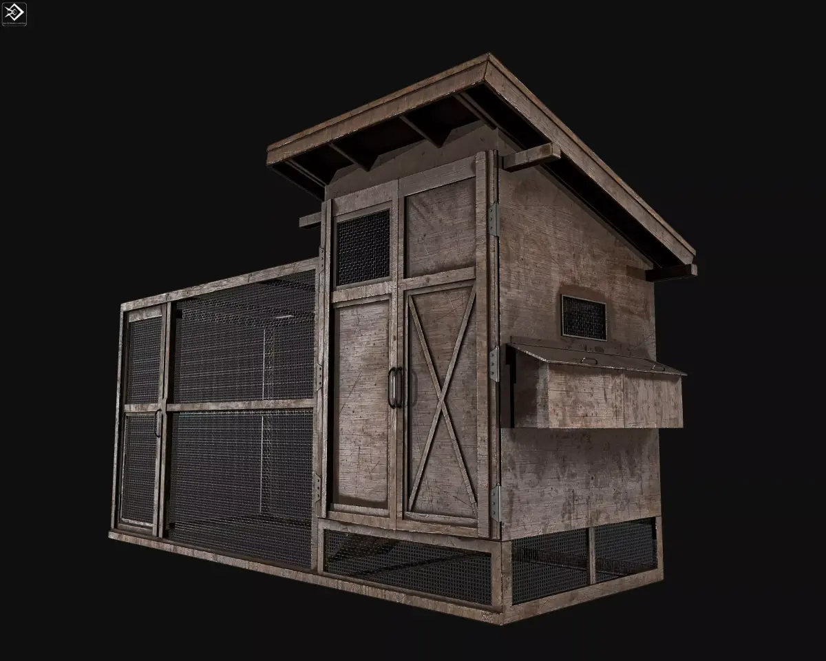Chicken Cage 2 Types Low-poly 3D model