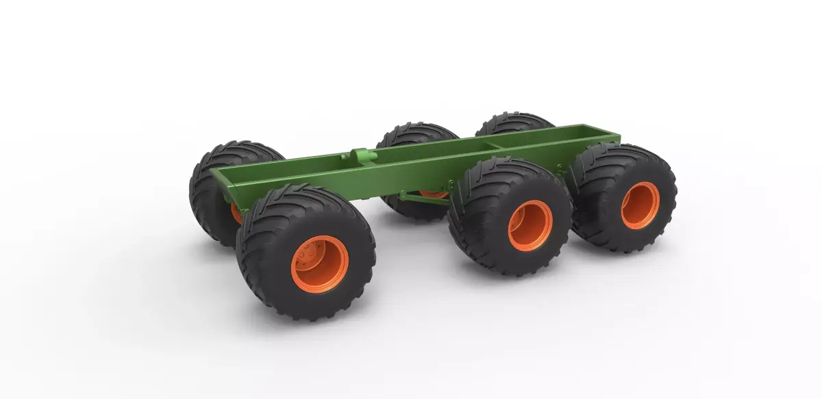 Old school monster truck chassis 6x6 Scale 1 to 25 3D print model