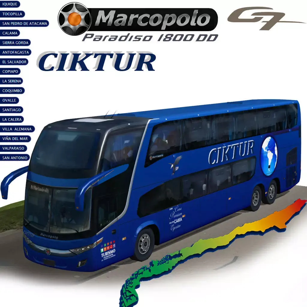 Marcopolo Paradiso 1800DD Ciktur bus Low-poly 3D model