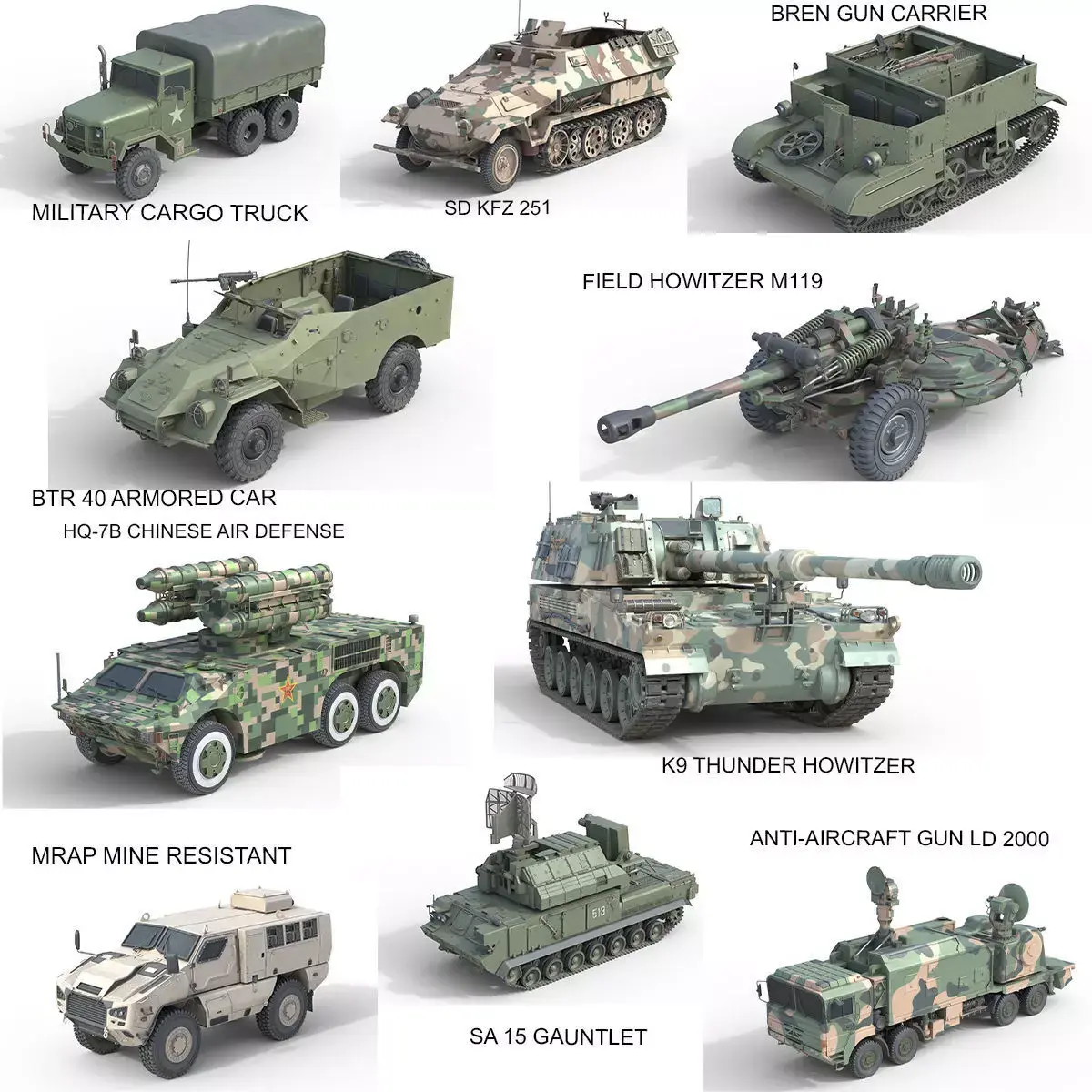 10 Military Vehicles Collection v20 Low-poly 3D model