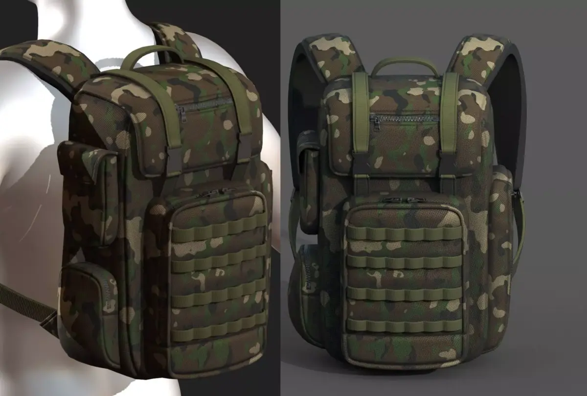 Backpack military combat soldier bag baggage  Low-poly 3D model