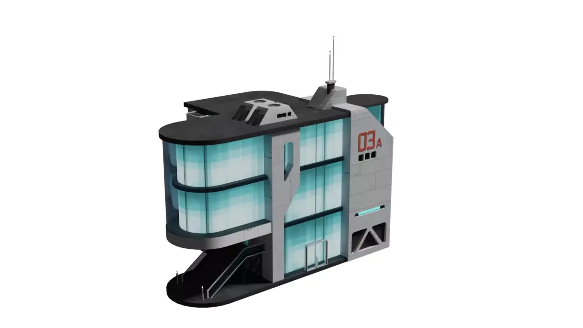 Sci-fi building laboratory Low-poly 3D model