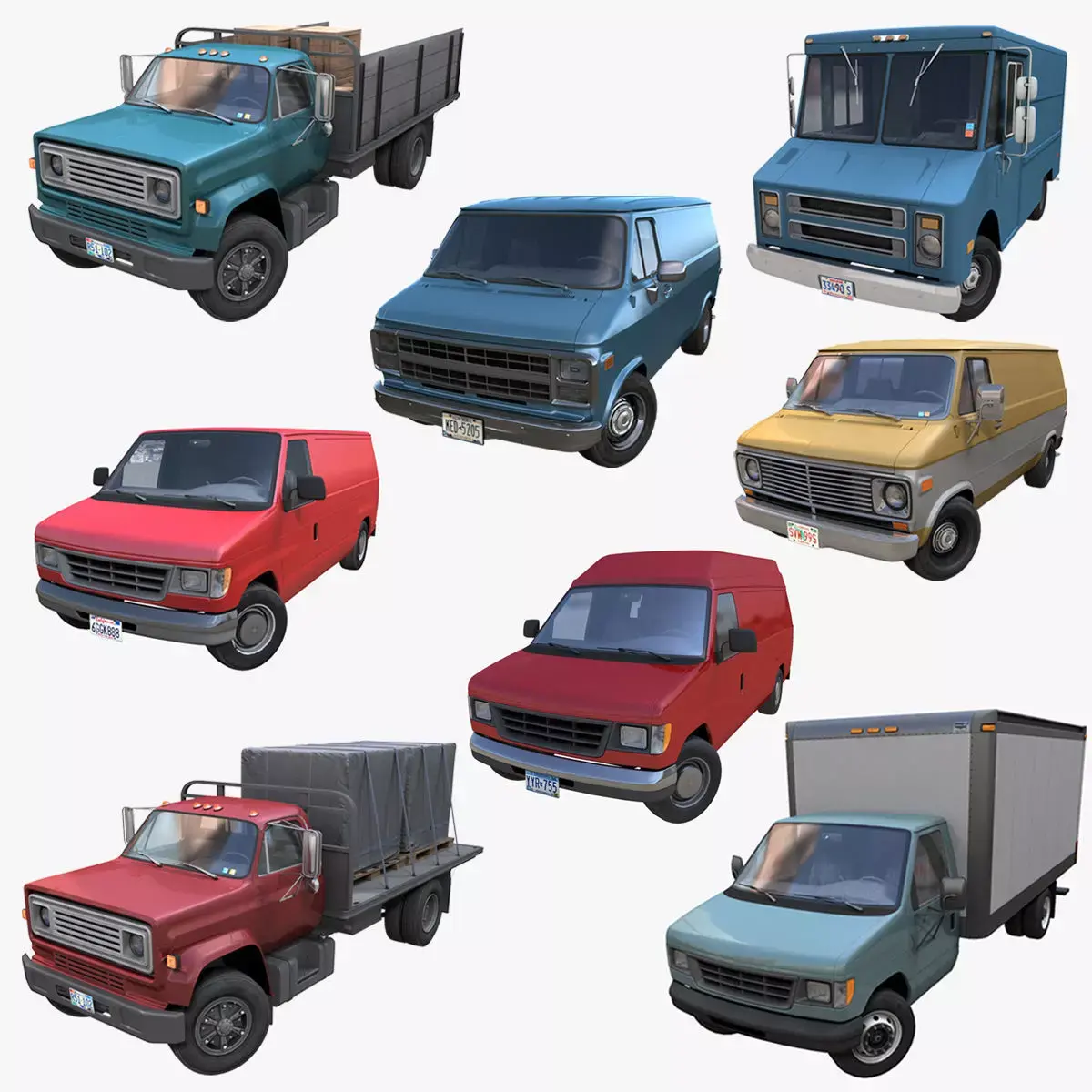 Generic comercial vehiceles collection 3D Model Pack
