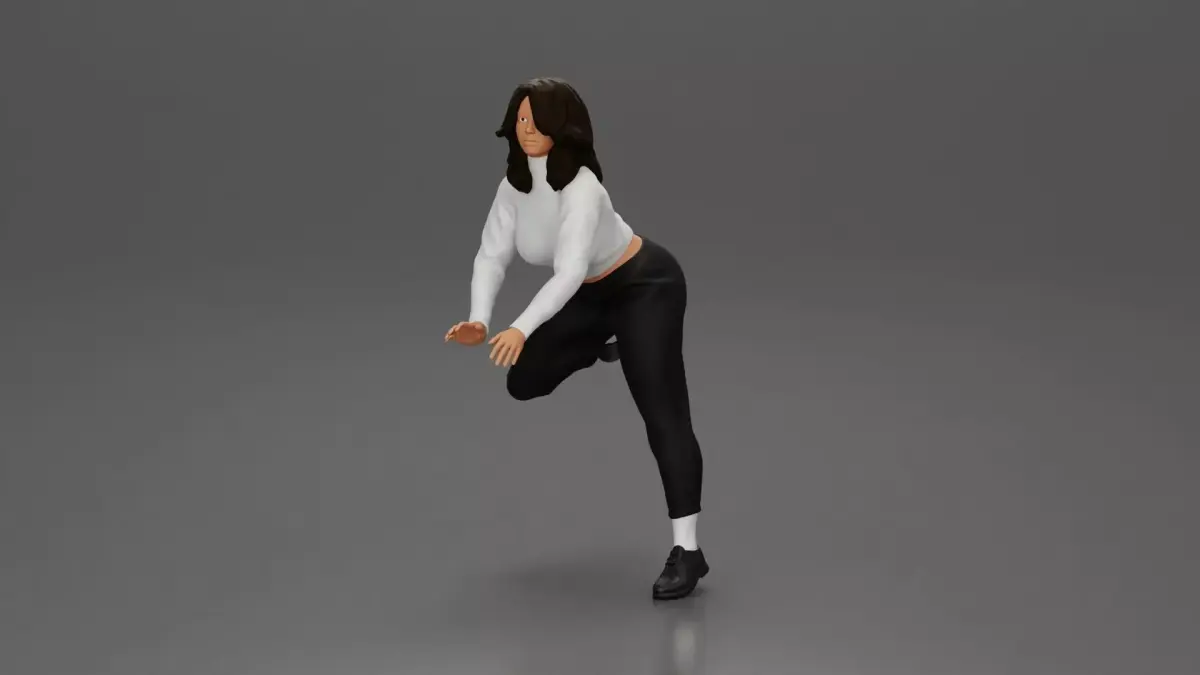 Woman in White Sweater and Black Pants Riding Motorcycle 3D print model