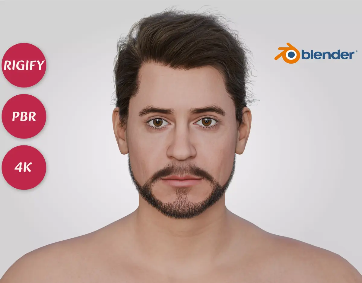 Robert Downey Jr - Celebrity Actress - Classic Side Part Hair Low-poly 3D model