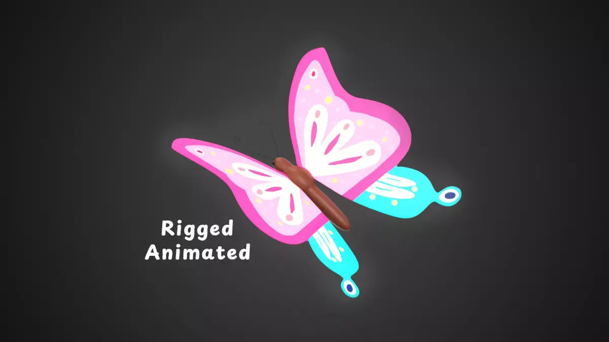 Butterfly Wing Flapping 3 Animated Low-poly 3D model