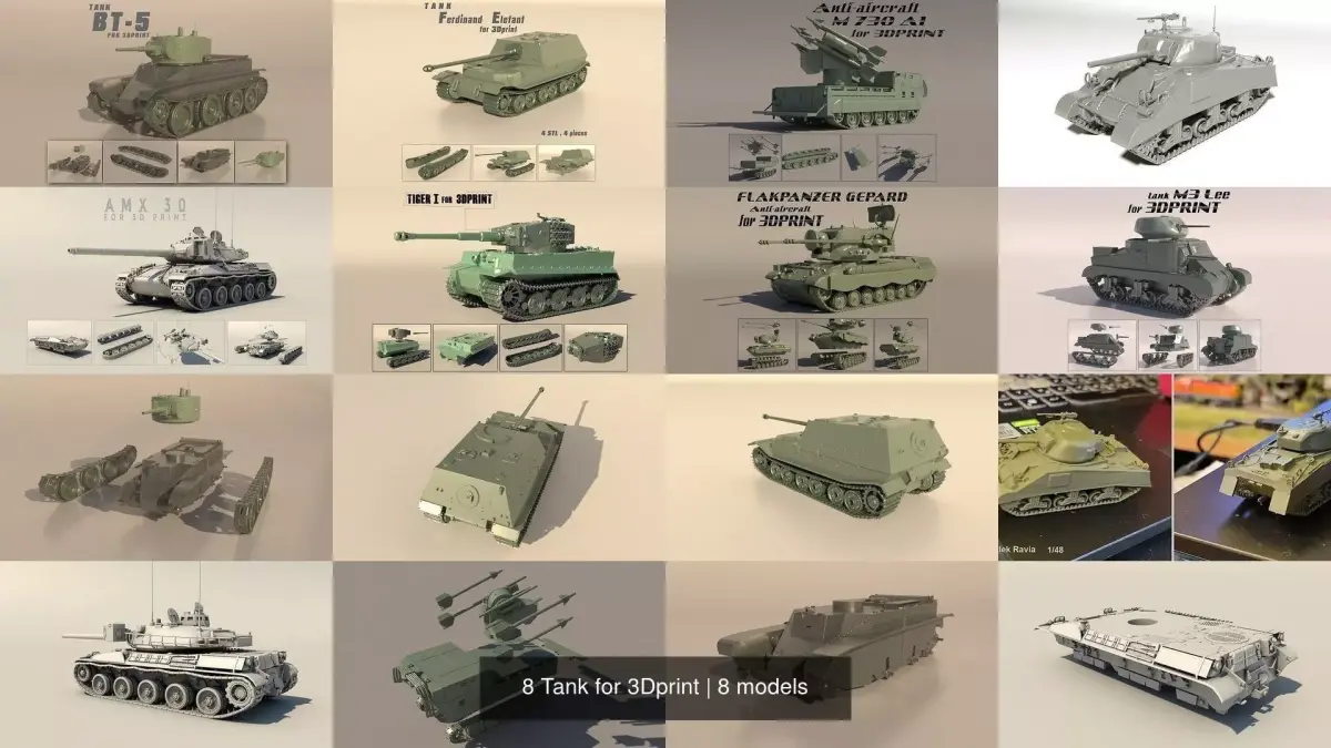 8 Tank for 3Dprint 3D Model Pack