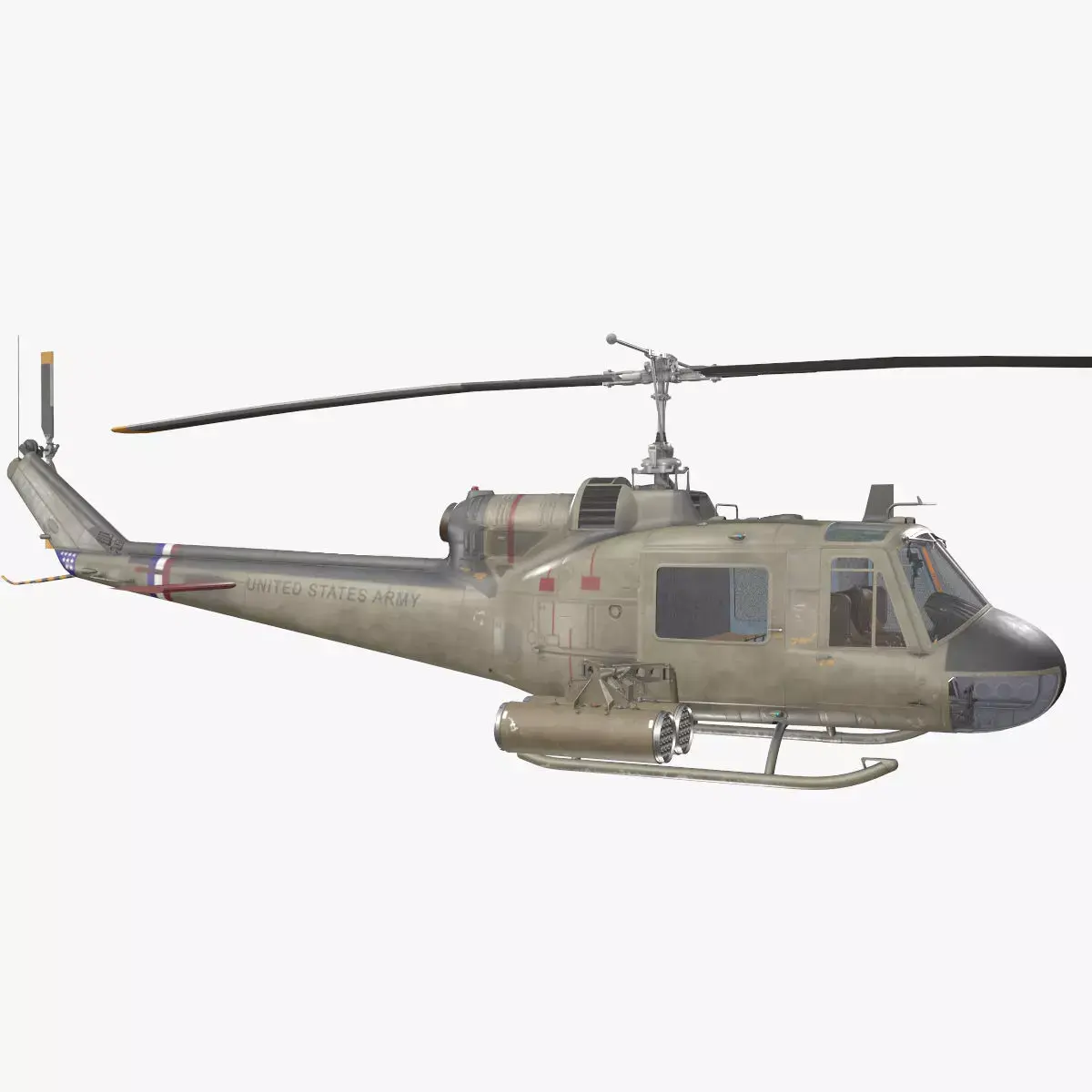 Bell UH-1C US Army 2 Basic Animation Low-poly 3D model