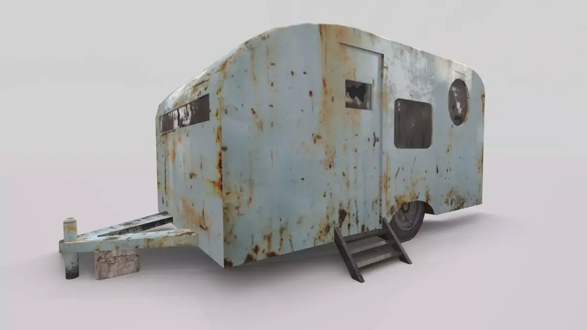 Abandoned Old Trailer Free low-poly 3D model
