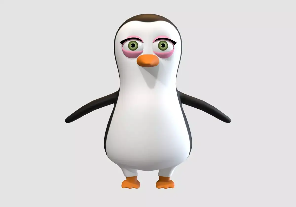 girly cartoon penguin 3D model