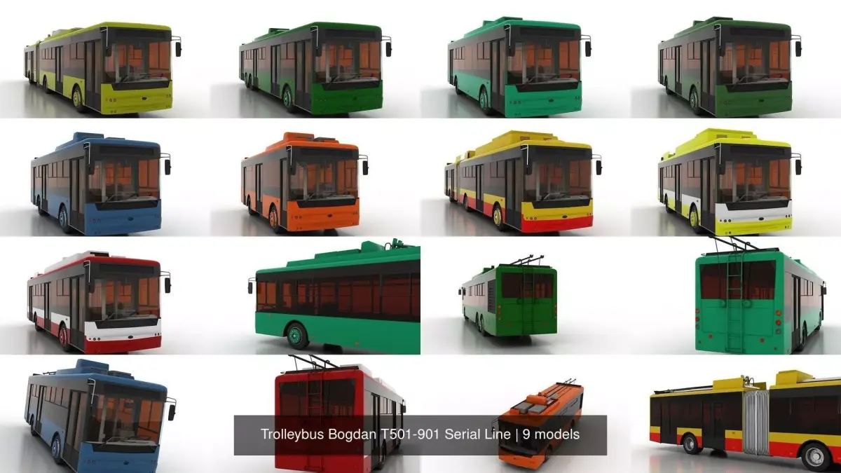Trolleybus Bogdan T501-901 Serial Line 3D Model Pack
