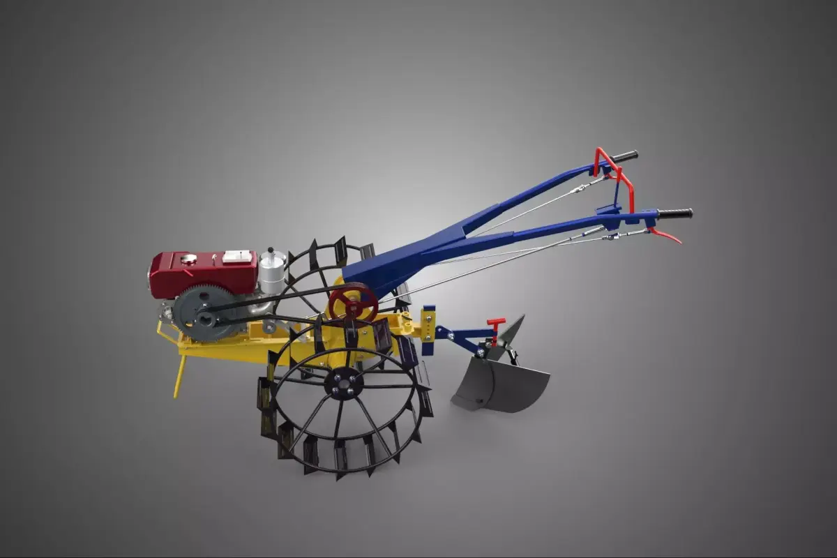 BLADE MOLD MOULD BOARD FURROW PLOUGH TWO CAGE WHEEL HAND TRACTOR 3D model