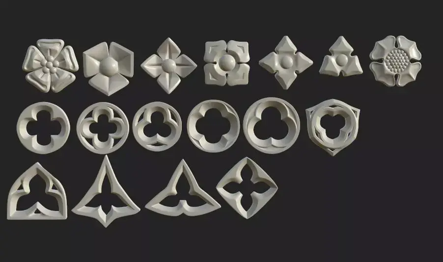 Gothic flowers Low-poly 3D model