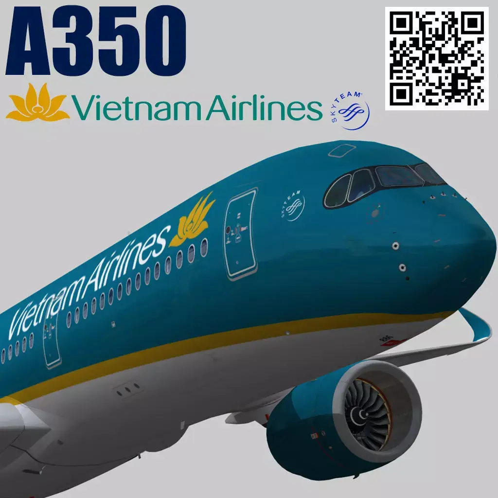 Airbus A350-900 XWB Vietnam Airlines Low-poly 3D model