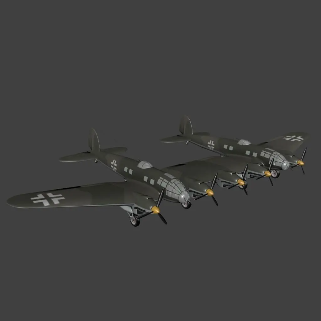 Heinkel-He-111Z-Zwilling luftwaffe fighter planes Low-poly 3D model