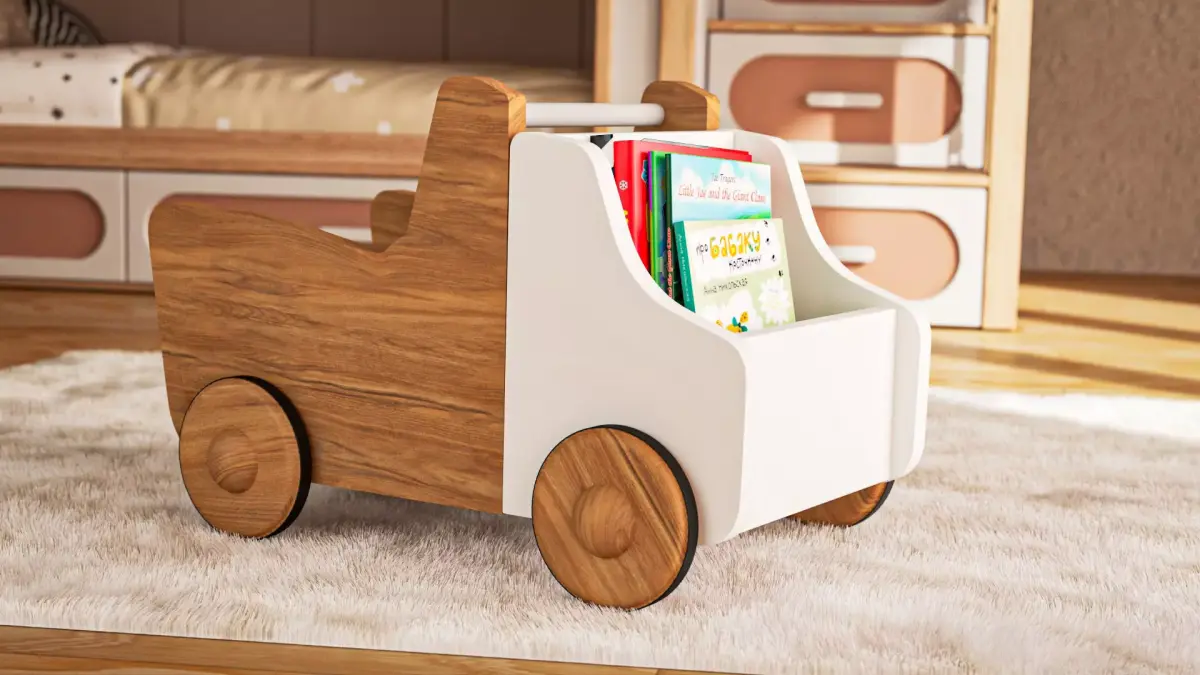 Kids Wooden Truck Book Cart Free 3D model