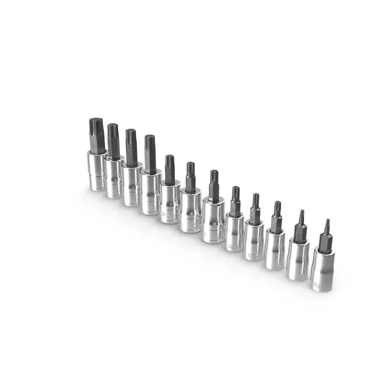 12pc Combination Drive TORX Bit Standard Socket Set Low-poly 3D model
