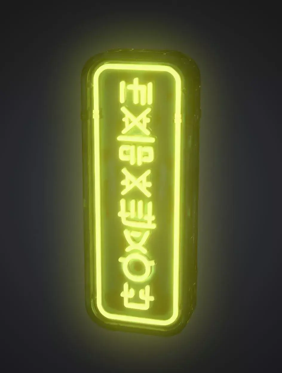 Stylized Sci-Fi Alien Neon Signboard - Green Cyberpunk Prop Low-poly 3D model