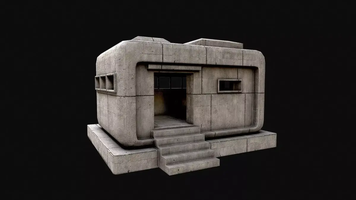 Military Concrete Bunker Base 9 Low-poly 3D model