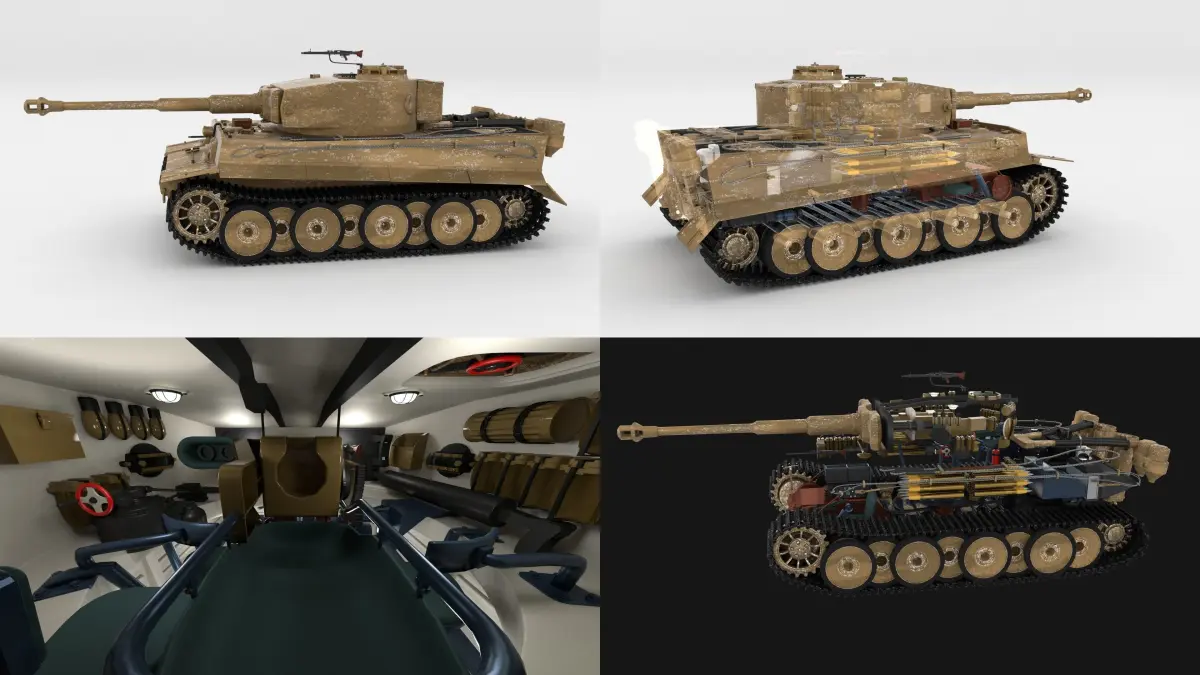 Fully built Panzer Tiger Tank Early interior and engine 3D model