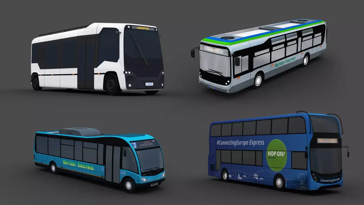 Electric Bus Pack 2 Low-poly 3D model