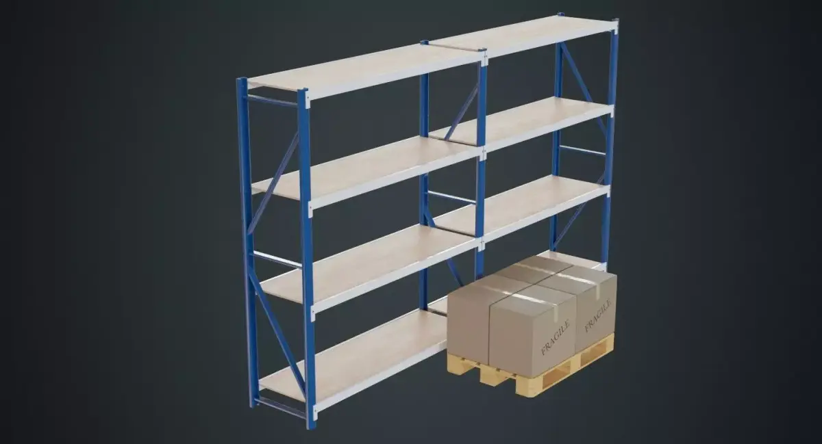 Boxes Pallet And Shelf 1A Low-poly 3D model