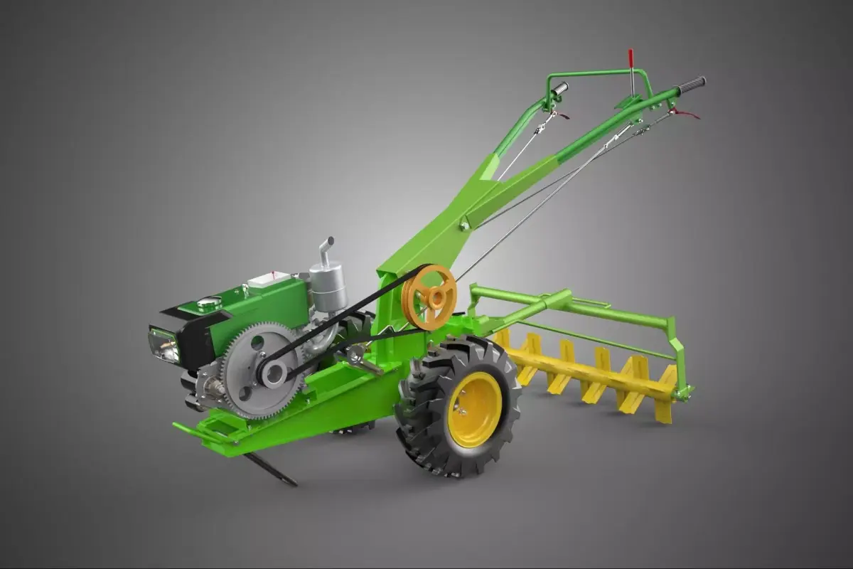 WALK BEHIND TRACTOR POWER TILLER HAND WALKING ROTARY ROTAVATOR 3D model