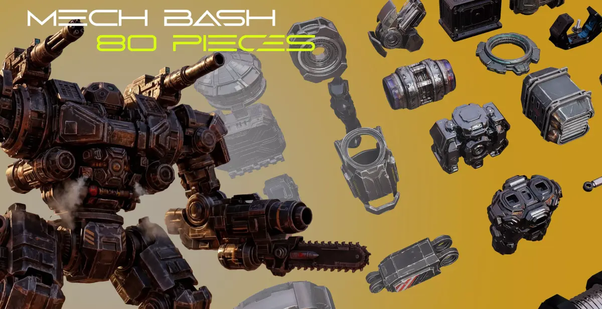 SciFi Mech Hard Surface Kitbash Pack Vol 1   80 Pieces 3D model
