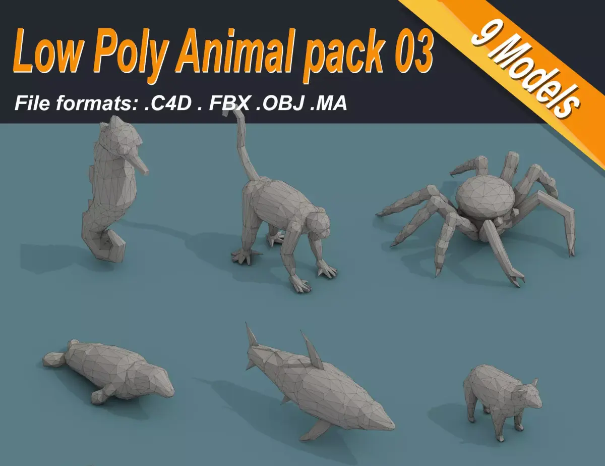 Low Poly Animal Isometric Icon Pack 03 Low-poly 3D model