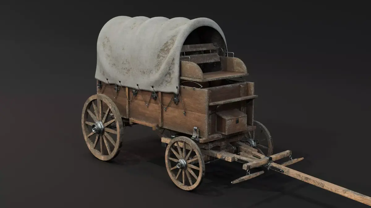 Old Wagon Low-poly 3D model get