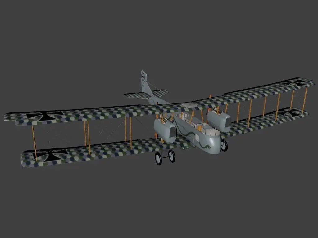 Gotha G V luftwaffe biplane Low-poly 3D model
