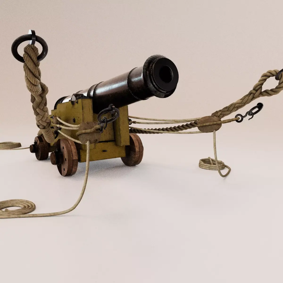 24 Pounder Naval Carriage Gun 3D model