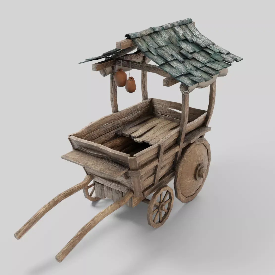 Medieval Cart Low-poly 3D model 6