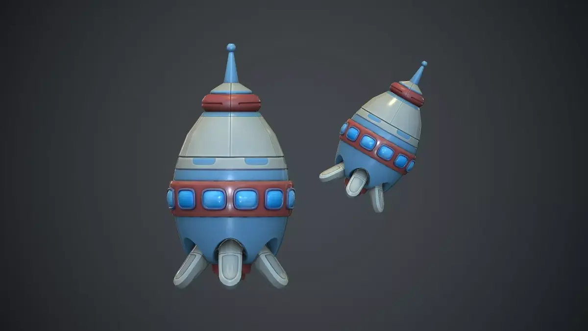 Cartoon Rocket 2 PBR Game Ready Low-poly 3D model