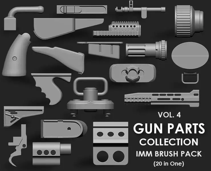 Gun Parts IMM Brush Pack 20 in One Vol 4 3D model