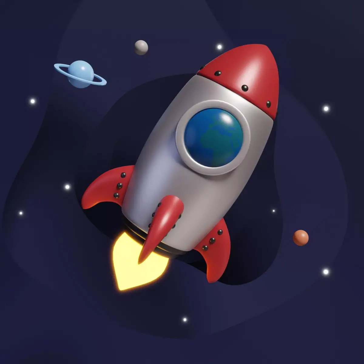 cartoon stylized Rocket Low-poly 3D model