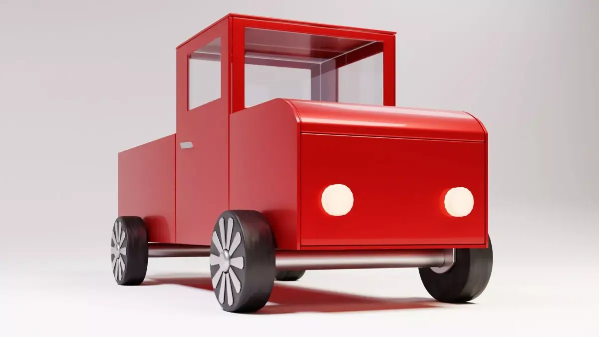 Red retro truck vintage pickup car 3D model