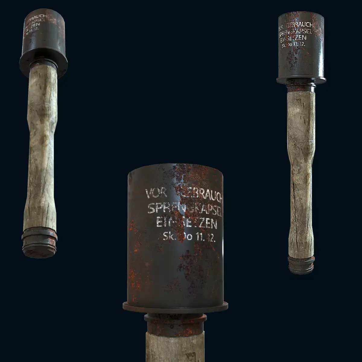 Stick  Hand Grenade Bomb Gaming Model  Low-poly 3D model