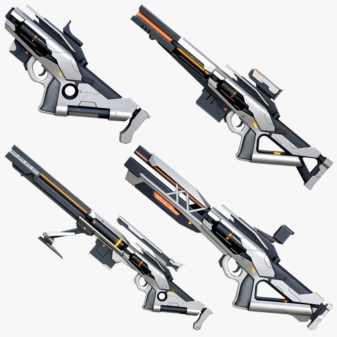 Sci-Fi Weapons X4 Package 3D model