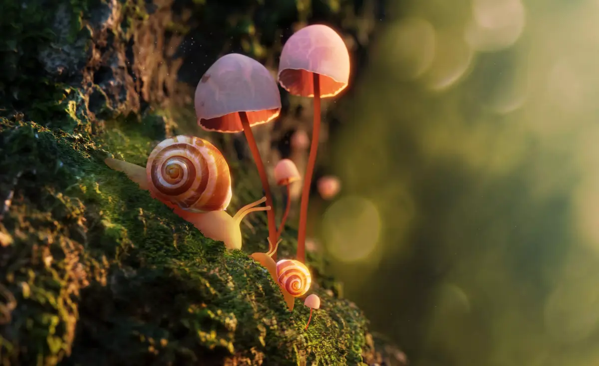 Snail with shell rigged 3D model