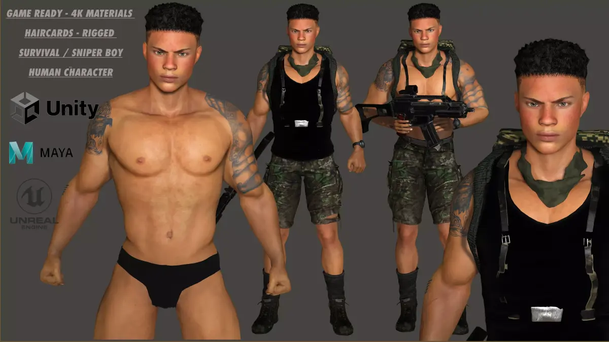 AAA 3D APOCALYPTIC- SURVIVAL- REALISTIC RIG GAME READY CHARACTER Low-poly 3D model