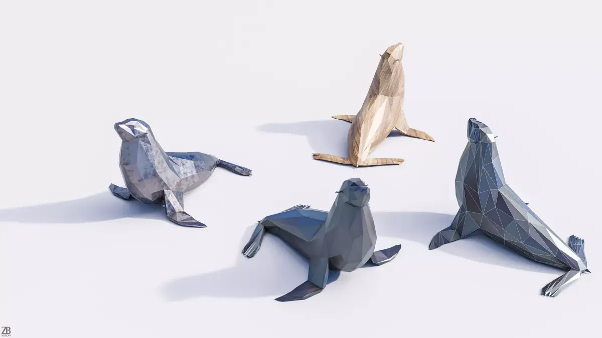 Lowpoly Sealion 001 3D model