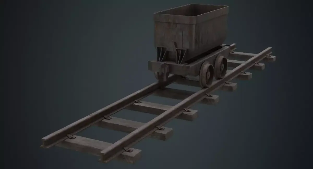 Mining Cart 1B Low-poly 3D model