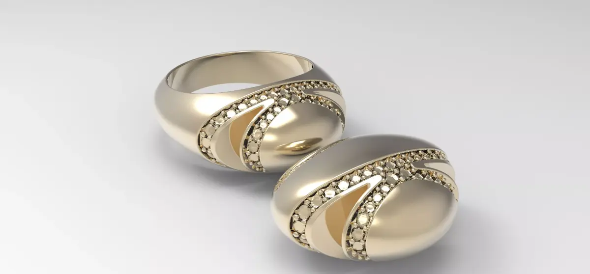 Luxury bvlgari Gold Dome Ring with Diamond Stripes 3DM Model 3D model