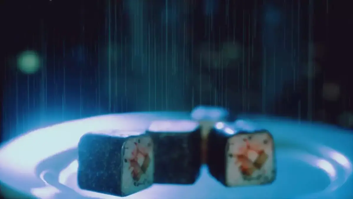 Game Ready Sushi 3d Model on plate in rain Low-poly 3D model
