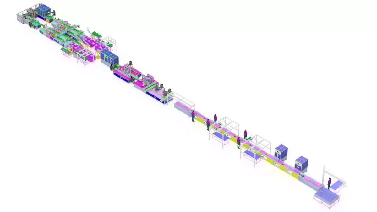 3D Model Design of Soft Pack Power Battery Assembly PACK Line 3D model