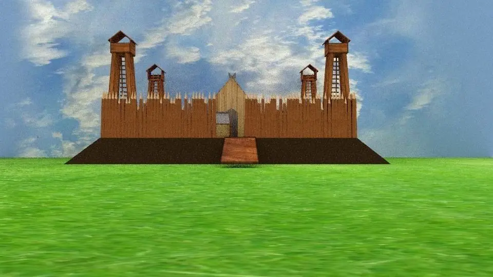 Castle wooden Low-poly 3D model