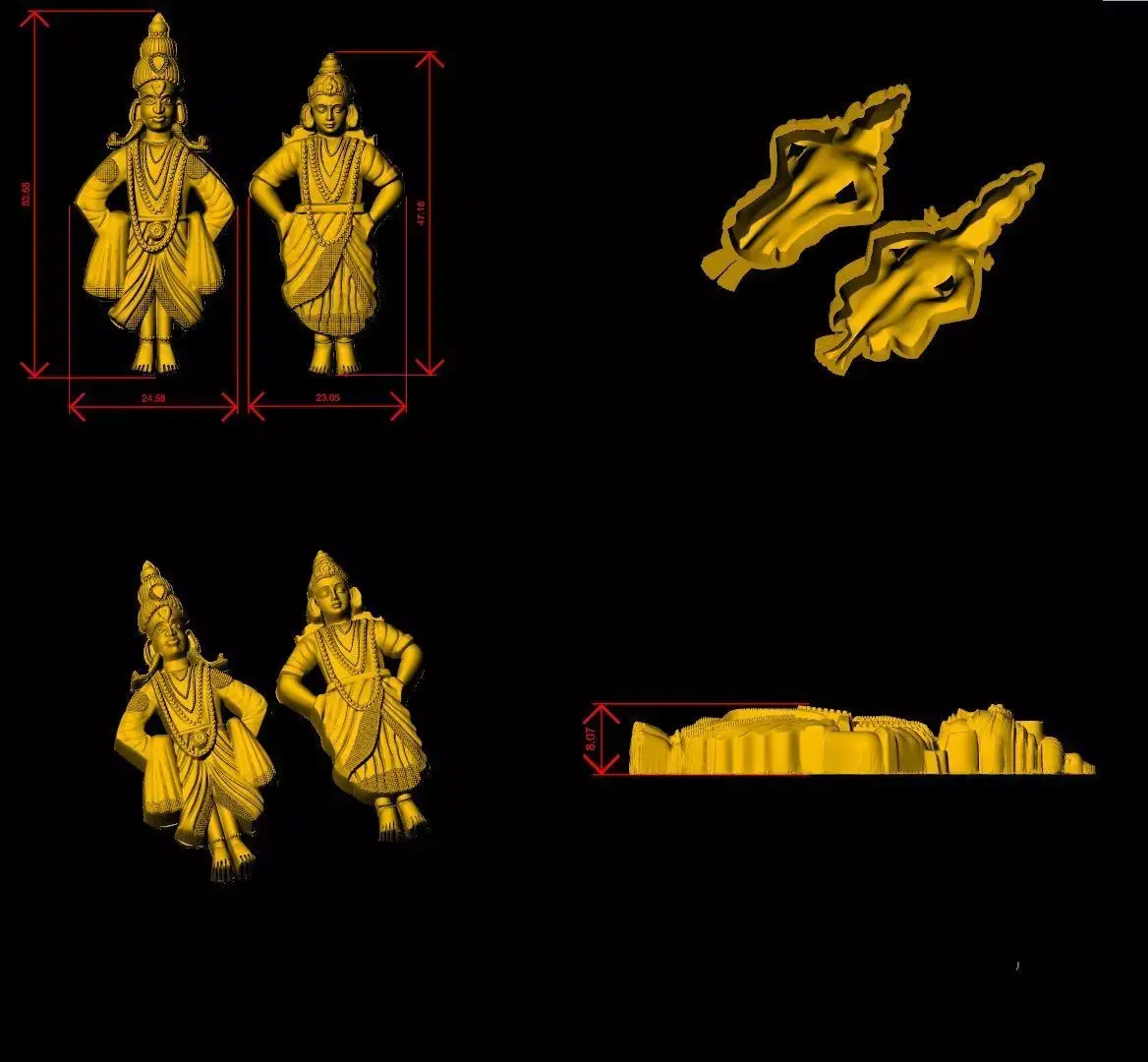 2 face gold statue of lord ganesha 3D print model