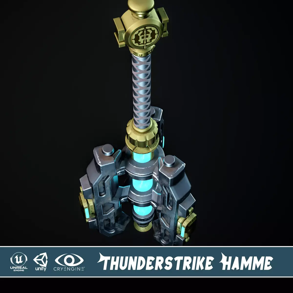 Thunderstrike Hammer Low-poly 3D model